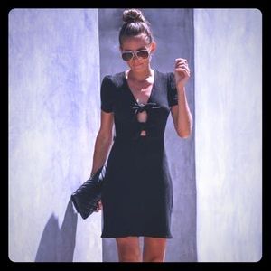 Tie front black dress